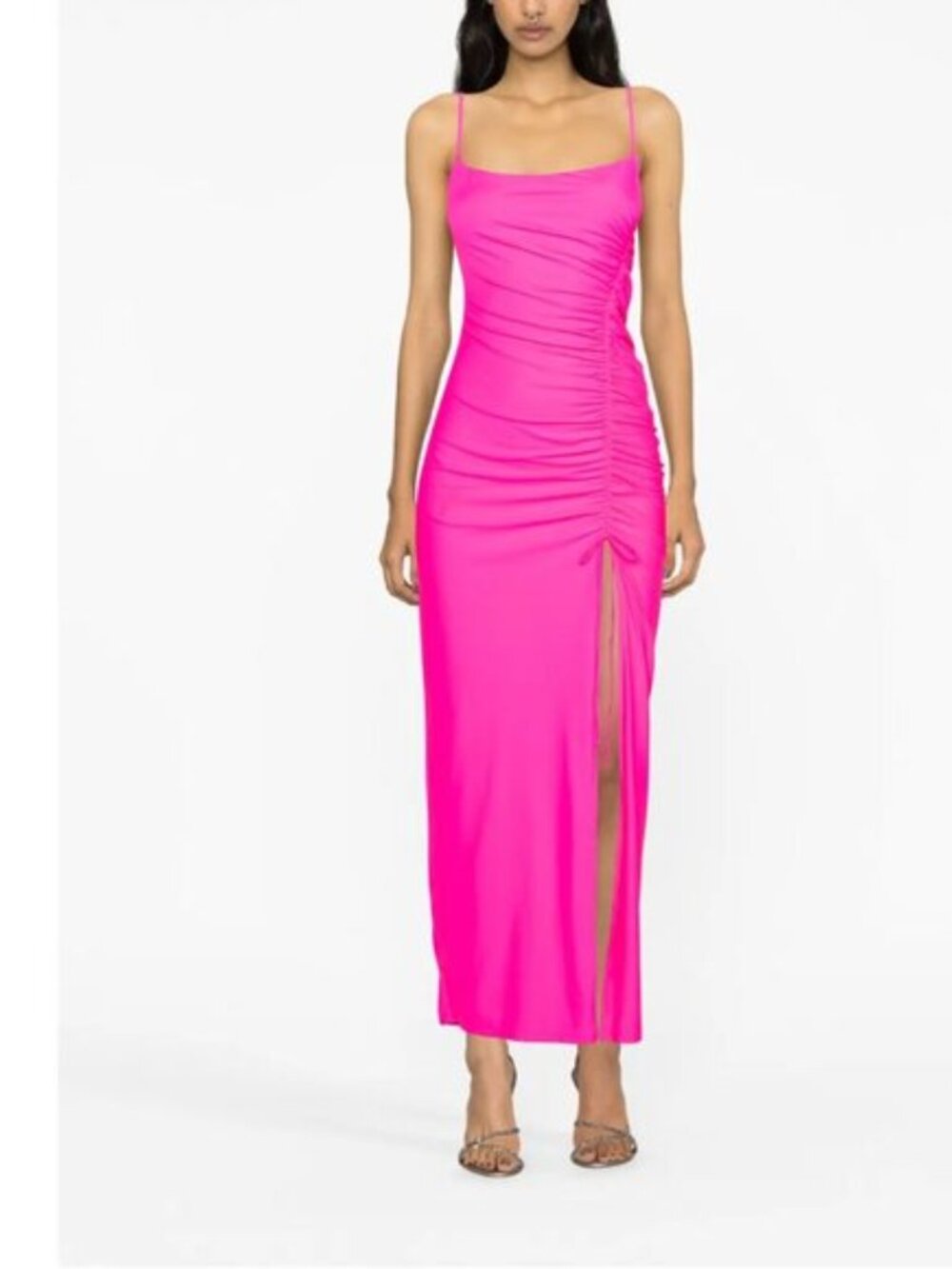Good American Hot Pink Ruched Maxi Dress Slitted Leg Size 2XL (Size 5)